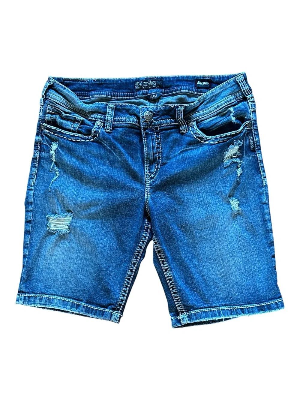 Silver Suki Mid Bermuda Jeans Shorts